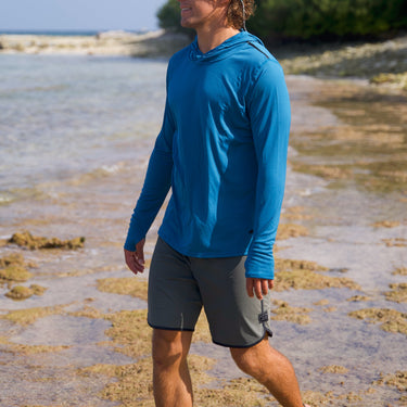 Men's UPF 50+ Hooded Sun Shirt | Teal Blue - Lumar Active