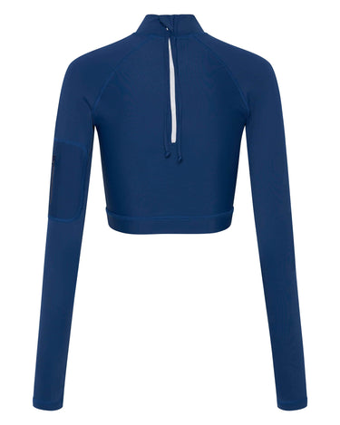 Women's Long Sleeve Crop Rashguard UPF 50+| Blue - Lumar Active