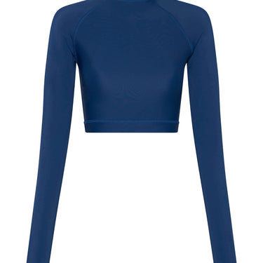 Women's Long Sleeve Crop Rashguard UPF 50+| Blue - Lumar Active