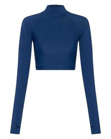 Women's Long Sleeve Crop Rashguard UPF 50+| Blue - Lumar Active