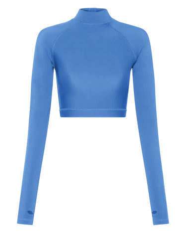 Women's Long Sleeve Crop Rashguard UPF 50+ | Ice Blue - Lumar Active