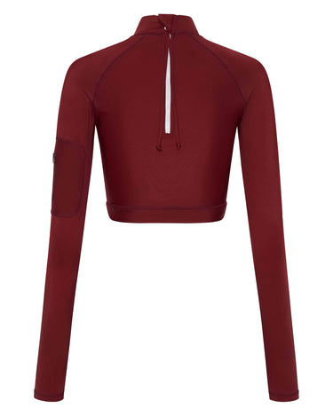 Women's Long Sleeve Cropped Rashguard UPF50 | Wine - Lumar Active