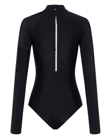 Women's UPF 50+ One Piece Surf & Swimwear | Black - Lumar Active