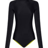 Women's UPF 50+ One Piece Surf & Swimwear | Black with Lime Zest - Lumar Active