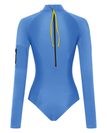 Women's UPF 50+ One Piece Surf & Swimwear | Ice Blue - Lumar Active