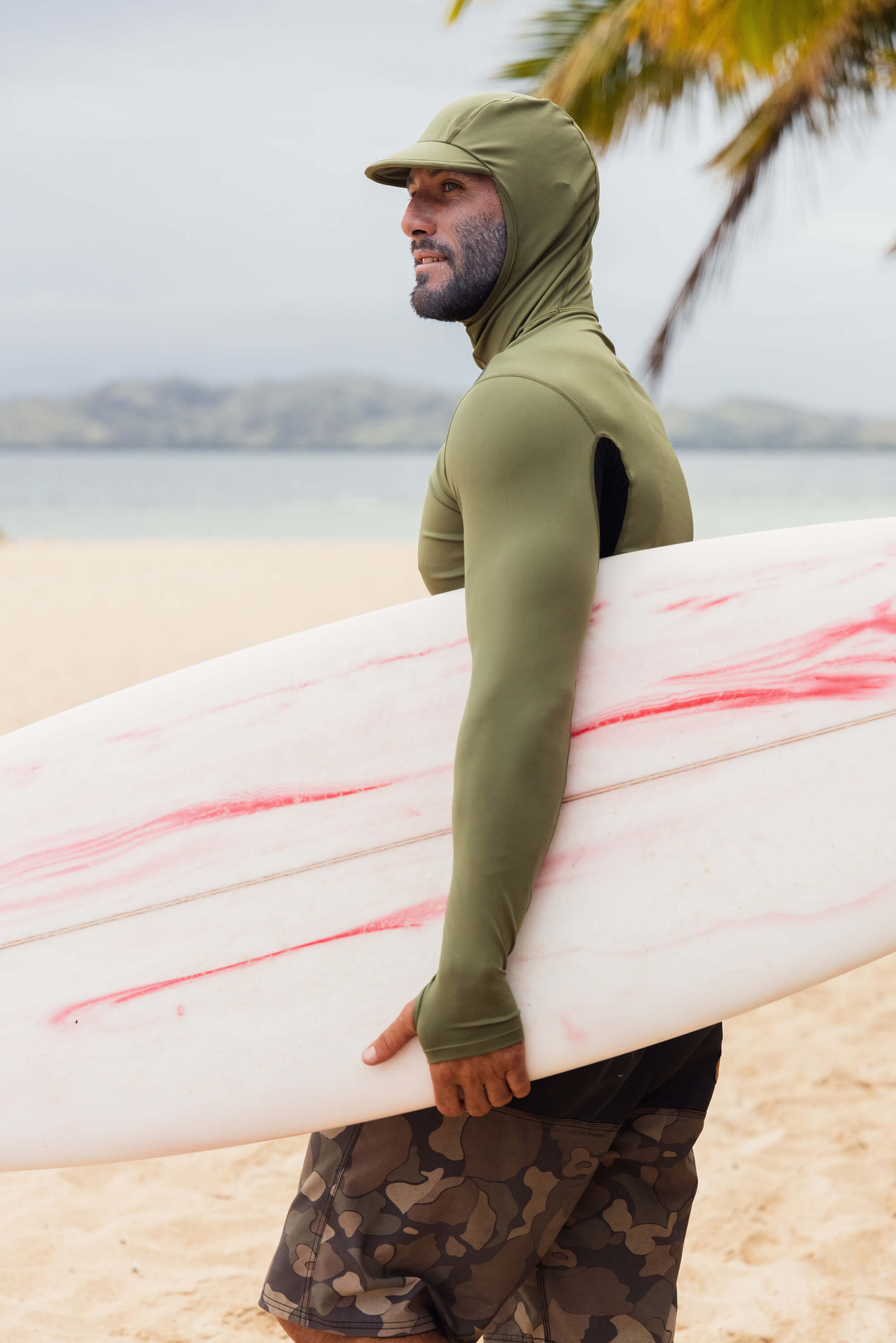 Army Green Rash Guard Men's Long Sleeve UPF 50+ Hooded Rashguard | Army Green – Lumar Active